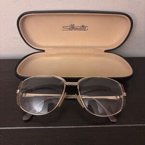 Silhouette Vintage Gold Aviator Eyeglass FRAMES | Women | Marbled Detail w Case